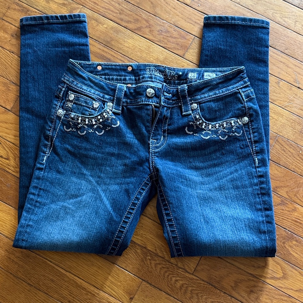 Miss Me Embellished Skinny Jeans Rhinestone Pocket Detail